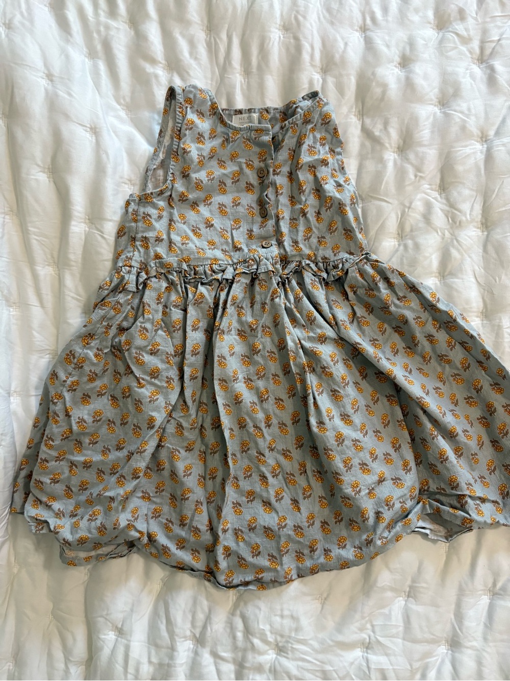 next Light Blue Dress with Mustard Floral Print